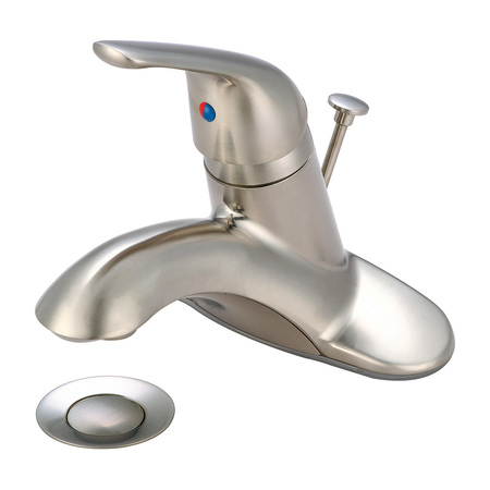 OLYMPIA FAUCETS Single Handle Lavatory Faucet, Centerset, Brushed Nickel, Number of Holes: 3 Hole L-6260H-BN